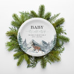 Baby It's Cold Outside Winter Forest Baby Shower Pappteller<br><div class="desc">Treten Sie ein in den Winterwald und duschen Sie die Mama-to-be mit den Tellern dieses Babyduschpapiers mit handgemalten Wäldern,  Kiefern und Hirschlandschaften im Schnee.</div>