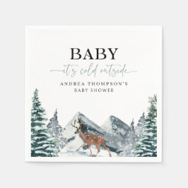 Baby It's Cold Outside Winter Forest Baby Shower Serviette