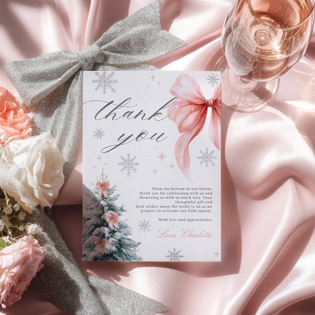 Baby it's cold outside Winter Girl Baby Shower Dankeskarte (Baby it's cold outside Winter Girl Baby Shower Thank You Card)