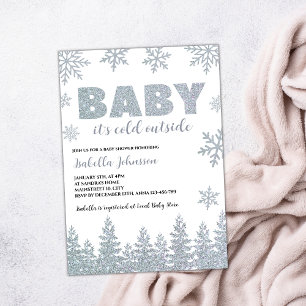 Baby It's Cold Outside Winter Glitzer Babydusche Einladung