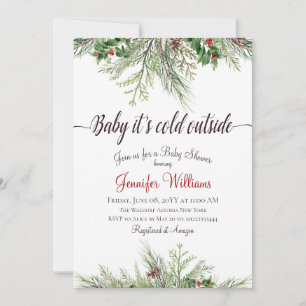Baby It's Cold Outside Winter Pine Baby Dusche Einladung
