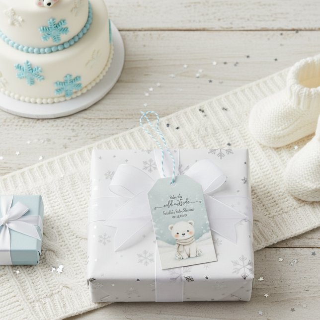 Baby It's Cold Outside Winter polar bear baby show Geschenkanhänger (Von Creator hochgeladen)