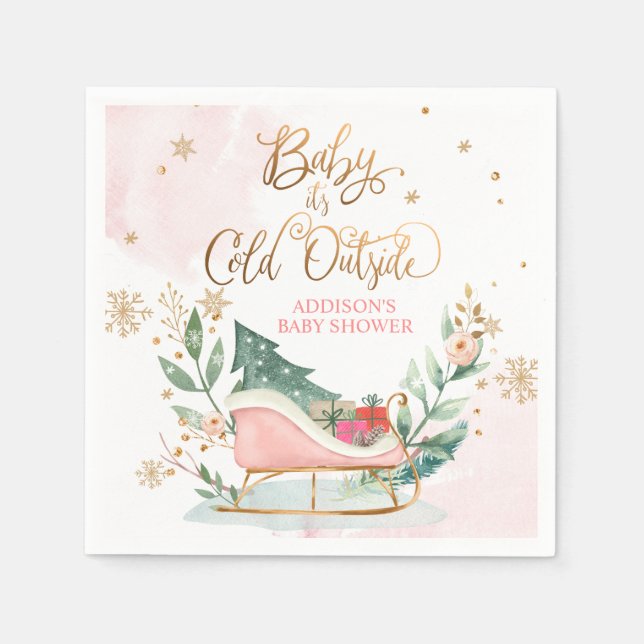Baby It's Cold Outside Winter Sleigh Baby Dusche N Serviette (Vorderseite)