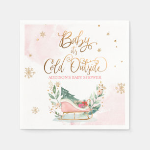 Baby It's Cold Outside Winter Sleigh Baby Dusche Serviette
