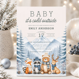 Baby It's Cold Outside Winter-Wald-Baby-Party Einladung