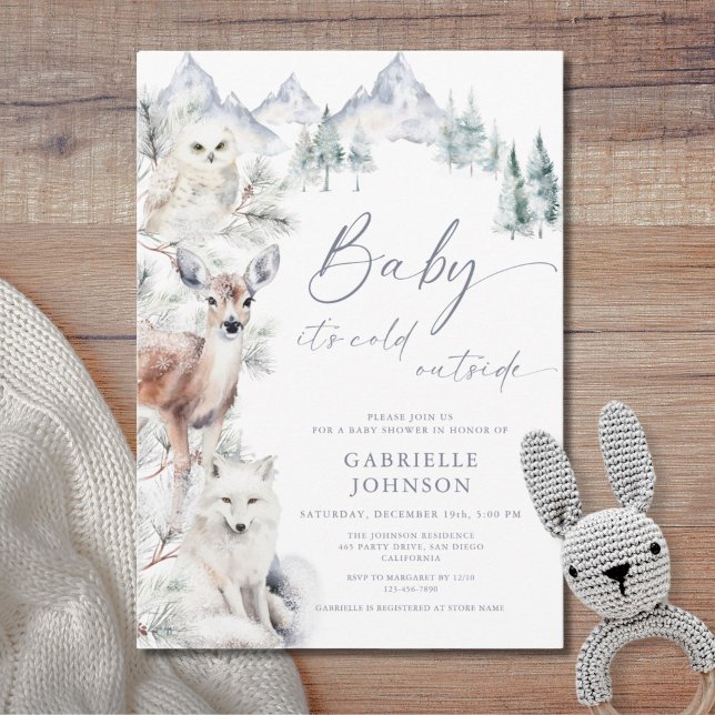 Baby It's Cold Outside Winter Woodland Baby Shower Einladung (Von Creator hochgeladen)
