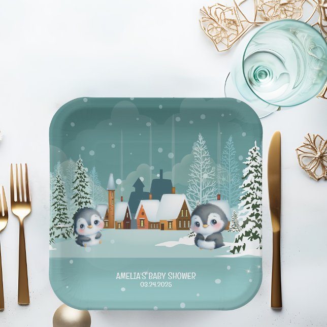 Baby It's Cold Outside Winter Woodland Baby Shower Pappteller (Von Creator hochgeladen)