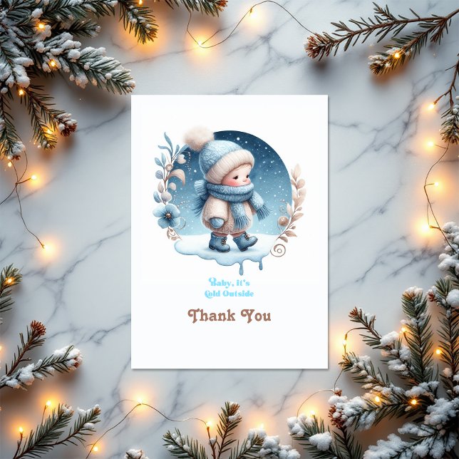 "Baby It's Cold Outside" WinterBaby Dusche Dankeskarte ("Baby It’s Cold Outside" Winter Baby Shower Thank You Card)