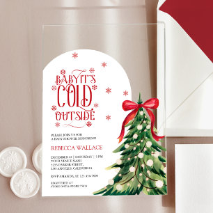 Baby It's Cold Outside Winterroter Schleifen-Baby- Acryleinladungen
