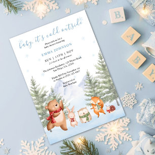 Baby It's Cold Outside Winterwald-Babyparty Einladung