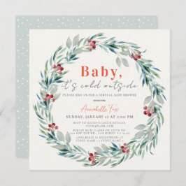 Baby It's Cold Outside Wreath Virtual Baby Shower Einladung