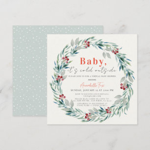 Baby It's Cold Outside Wreath Virtual Baby Shower Einladung
