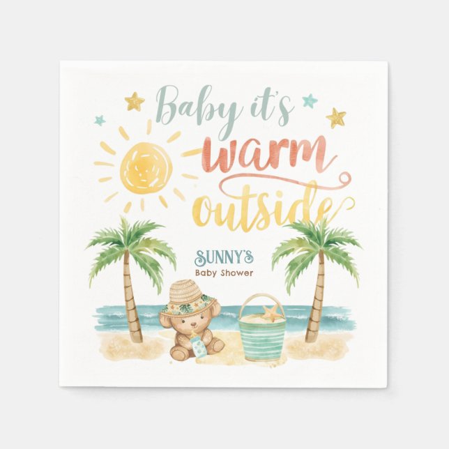 Baby It's Warm Outside Beach Baby Shower Serviette (Vorderseite)