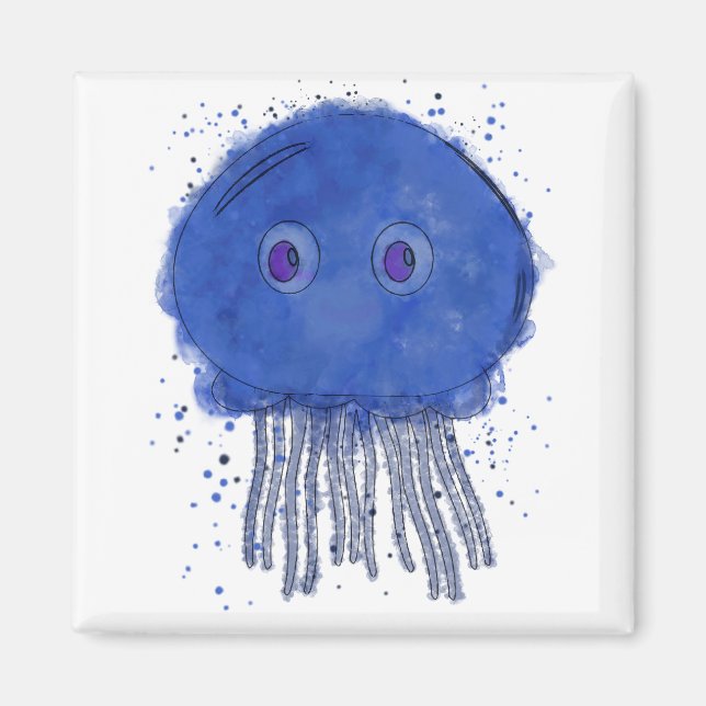 Baby Jellyfish Watercolor Magnet (Vorne)