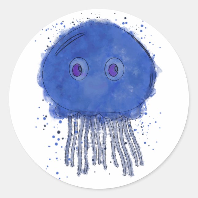 Baby Jellyfish Watercolor Runder Aufkleber (Vorderseite)