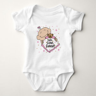 Baby-Jersey-Bodyanzug "Cute Cuter Cutest"/PINK Baby Strampler