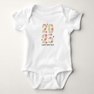 Baby Jersey Bodysuit 2025 Happy New Year Floral Strampler