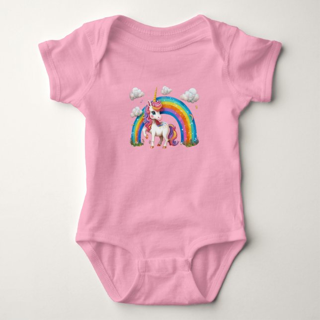 Baby Jersey Bodysuit Fairytale Unicorn Strampler (Vorderseite)