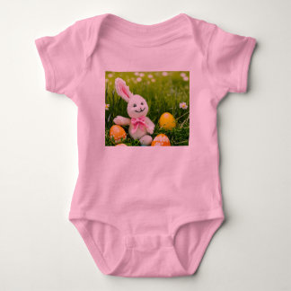 Baby-Jersey-Bodysuit mit niedlichem Kaninchenprint Baby Strampler