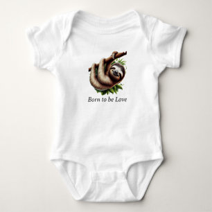 Baby Jersey Bodysuit - Niedlich Hanging Baby Sloth Baby Strampler