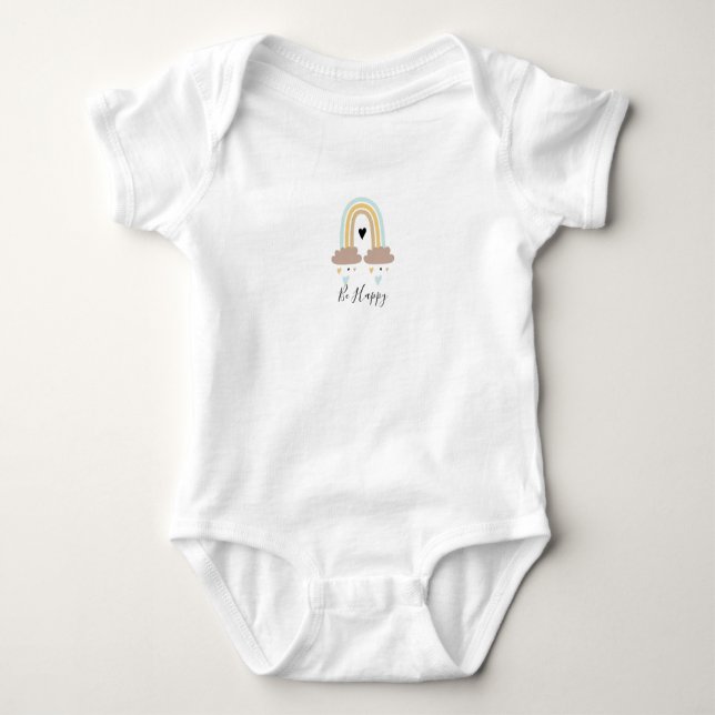 Baby Jersey Bodysuit - Rainbow and Hearts Bib Strampler (Vorderseite)