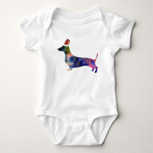Baby Jersey Bodysuit, Santa Dackel Dog Strampler