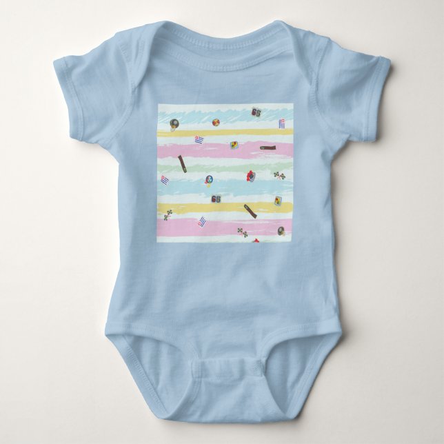 Baby Jersey Bodysuit – Sports & Stripes Pastel  Baby Strampler (Vorderseite)