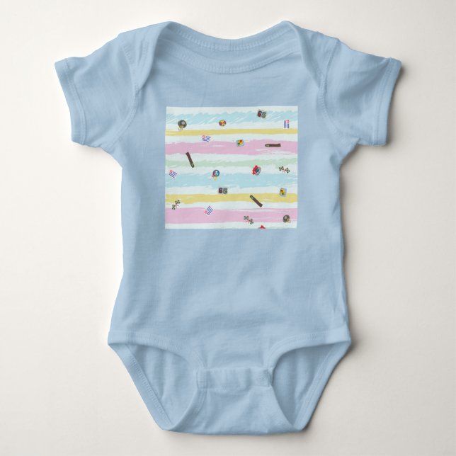 Baby Jersey Bodysuit – Sports & Stripes Pastel  Strampler (Vorderseite)