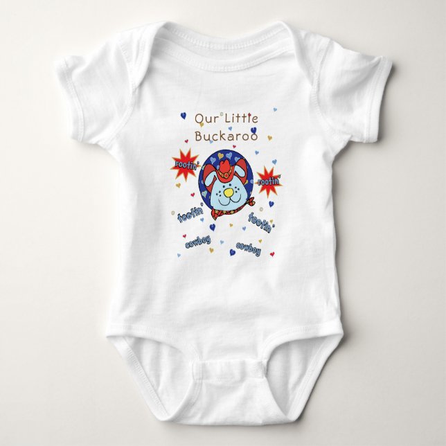 Baby Jersey Bodysuit "Tootin' Cowboy" Personalize Strampler (Vorderseite)
