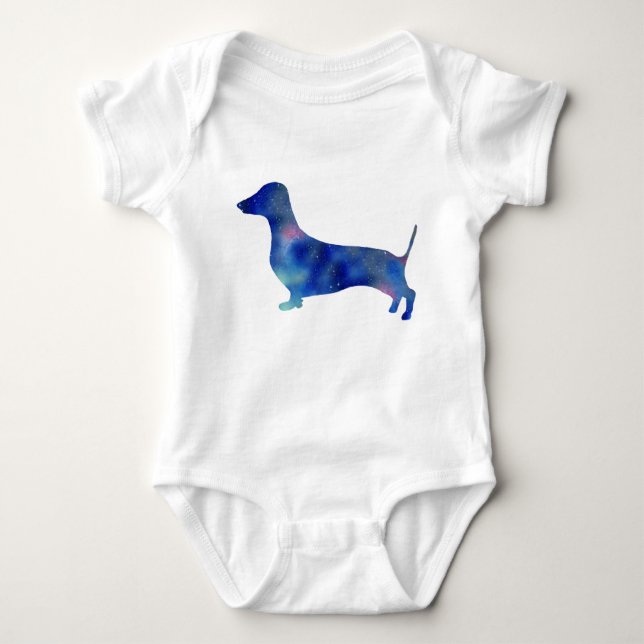Baby-Jersey-Bodysuit, weißer Dackel-Hund Baby Strampler (Vorderseite)