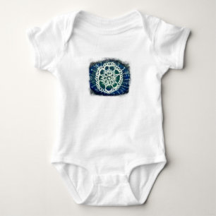 Baby Jersey Bodysuit White mandala blauer Hintergr Strampler