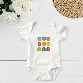 Baby Jersey Bodysuit with Happy Daisies - Retro Strampler