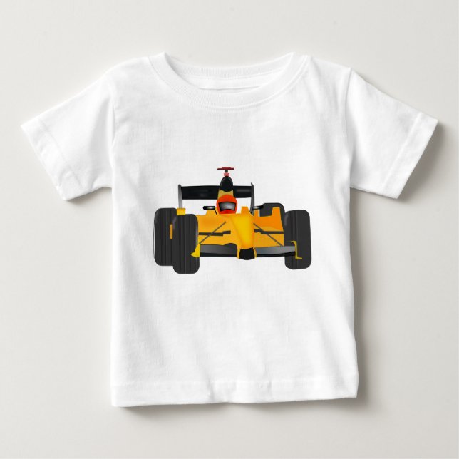 Baby Jersey mit Rennwagen graue vorne. T-shirt (Vorderseite)