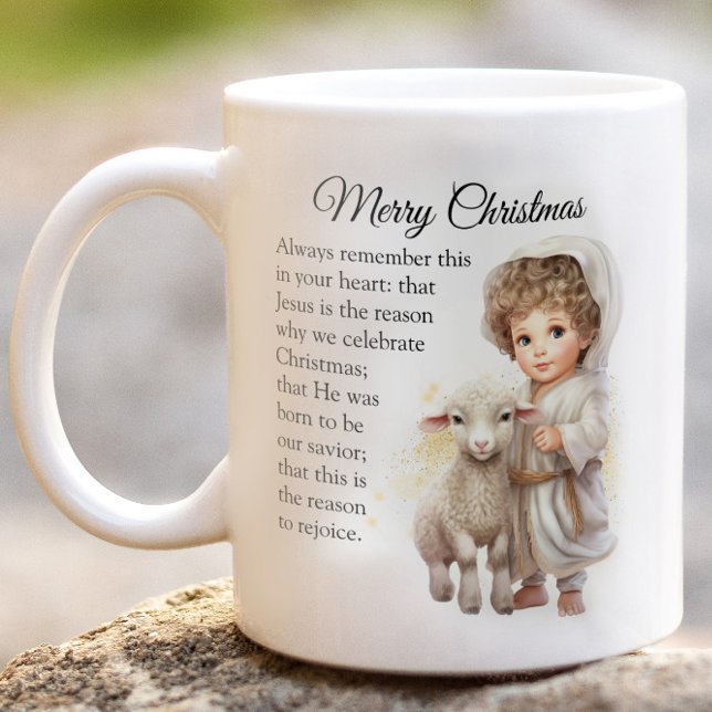 Baby Jesus and Lamb Illustration Kaffeetasse (Von Creator hochgeladen)