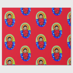 BABY JESUS AUF RED CHRISTMAS Wrapping Paper Geschenkpapier