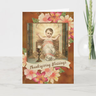 Baby Jesus Eucharist Chalice Floral Feiertagskarte