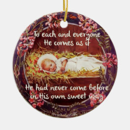 Baby Jesus im manger Round Ornament