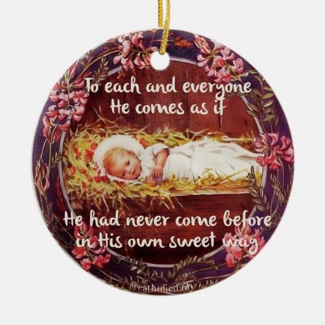 Baby Jesus im manger Round Ornament (Vorne)