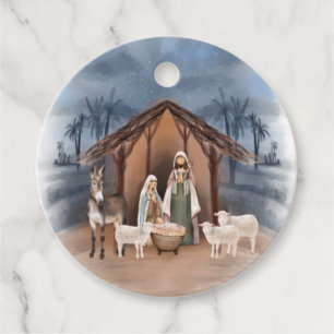 Baby Jesus in der Krippe des Mangers Geschenkanhänger