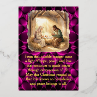 Baby Jesus in der Krippe Weihnachtsfolienkarte Folien Feiertagskarte