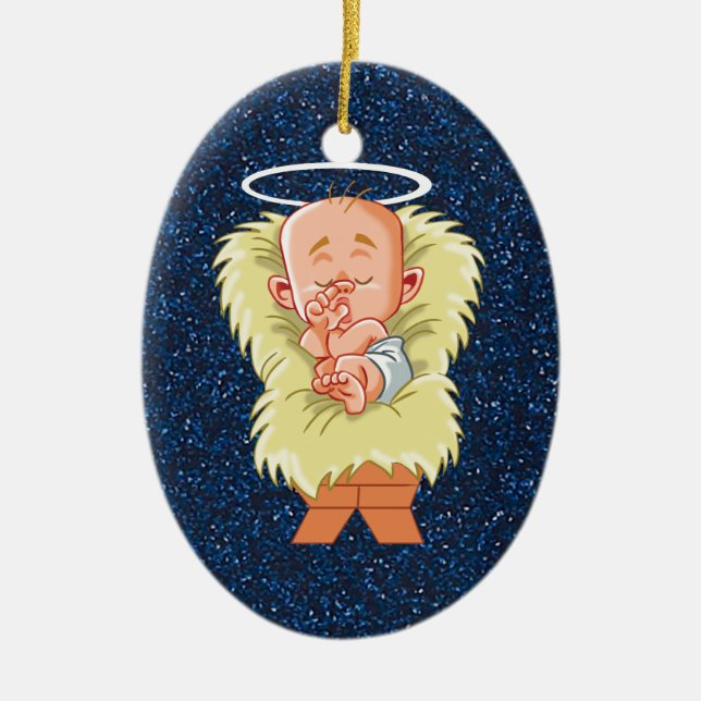 Baby Jesus in Gefahr Keramik Ornament (Vorne)