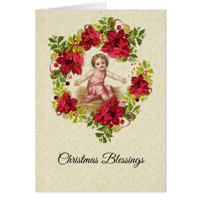 Baby Jesus in Manger Weihnachts Blumenreath (Vorne)