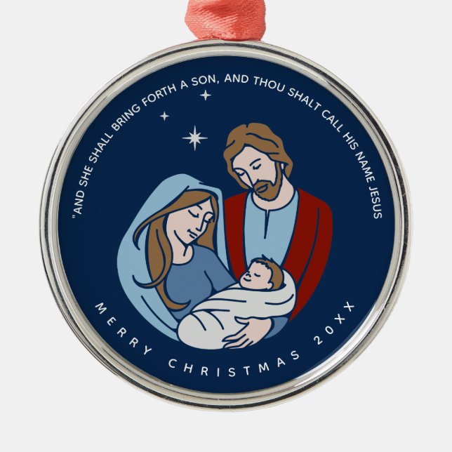 Baby Jesus Krippe Weihnachten Ornament Aus Metall (Vorne)