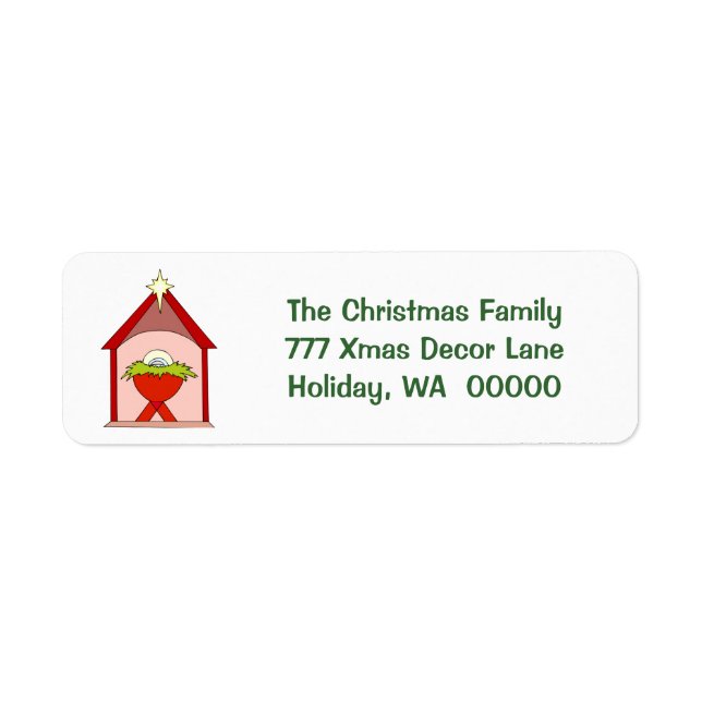 Baby Jesus Manger Christmas Mailing Labels (Vorne)