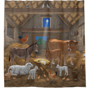 Baby Jesus Manger Heilige Nacht Weihnachtskrippe Duschvorhang