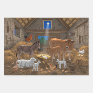 Baby Jesus Manger Heilige Nacht Weihnachtskrippe Geschenkpapier Set