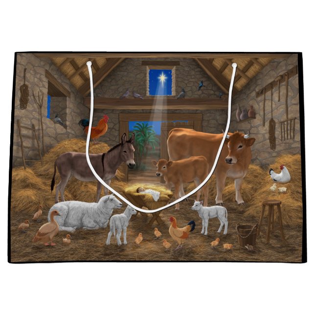 Baby Jesus Manger Heilige Nacht Weihnachtskrippe Große Geschenktüte (Vorderseite)