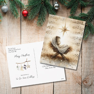 Baby Jesus Nicht-Foto-Wasserfarbe-Weihnachten Feiertagspostkarte