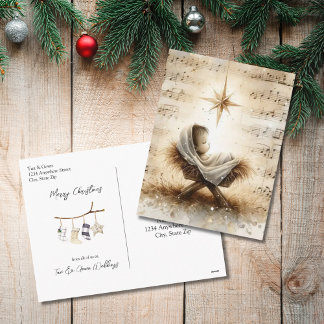 Baby Jesus Nicht-Foto-Wasserfarbe-Weihnachten Feiertagspostkarte