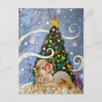 Baby Jesus Postcard mit Weihnachtsbaum Postkarte